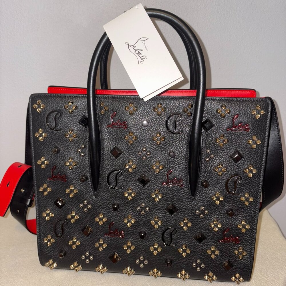 Authentic NWT Christian Louboutin Paloma Medium Top Handle Bag Black & Red